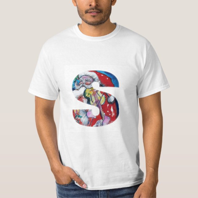 T-SHIRT LETTRE XMAS /SANTA CLAUS AVEC MONOGRAM VIOLIN (Devant)
