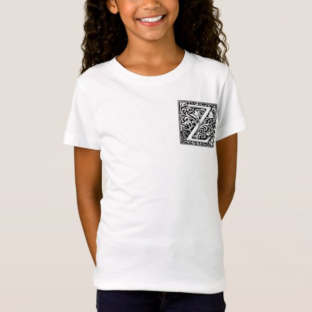 T-Shirt Lettre Z Monogramme médiéval Art Nouveau (Devant)