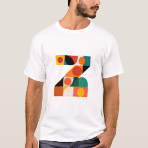 T-shirt Lettre Z – Monogramme Moderne en Bloc de Couleurs