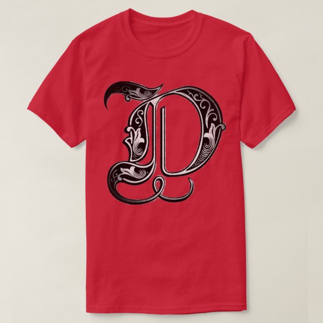T-shirt Lettrer La Lettre D Ancienne police anglaise (Design devant)