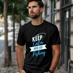 T-shirt Lettres bleues et vertes Garder calme Pêche Lifest