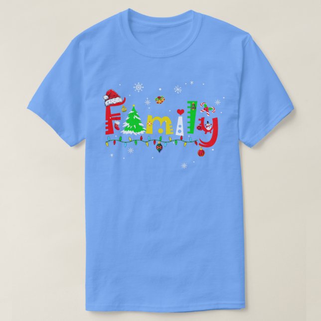 T-shirt Lettres de famille Style de Noël Aimer Ma famille  (Design devant)