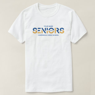 T-shirt Lettres découpées bleu et jaune or 2 couleurs pour
