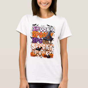 T-shirt Lettres d'Halloween Éffrayantes colorées