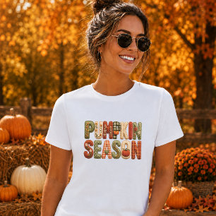 T-shirt Lettres en patchwork de la saison des citrouilles