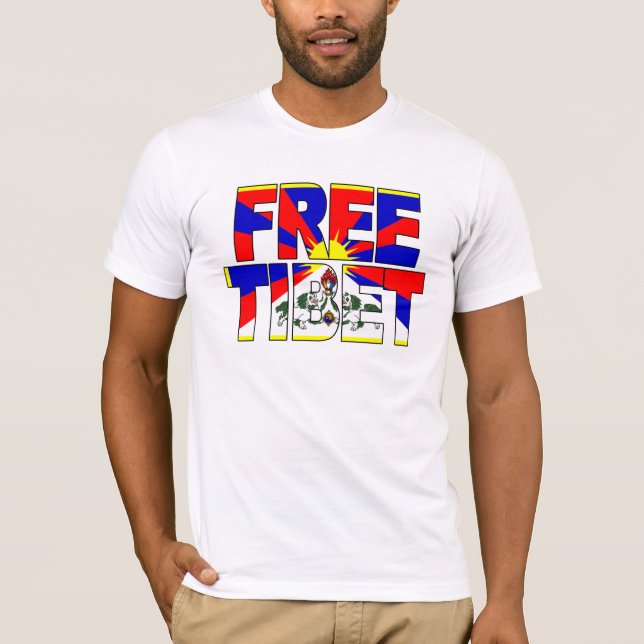 T-shirt Lettres libres du Thibet coupées du drapeau (Devant)