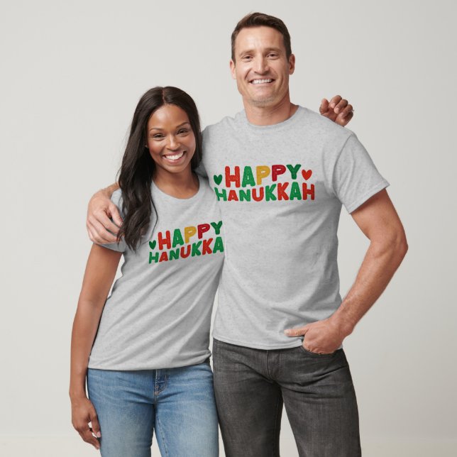 T-shirt Lettres rétro Joyeux Hanukkah  (Unisexe)