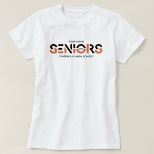 T-shirt Lettres tranchées noires et orange pour personnes