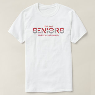 T-shirt Lettres tranchées rouge et gris argenté pour aînés