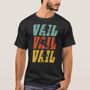 T-shirt Lettres Vail En Couleurs Rétro Skier Silhouette Wi