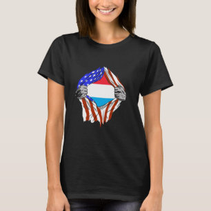 T-shirt Letzebuerg USA Amérique Luxembourg Flag Chest Luxe