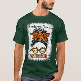 T-shirt Leucémie Cancer Guerrier Messy Bun Orange Ribbon L