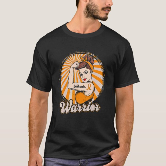 T-shirt Leucémie féminine guerrière Orange Ruban Leucémie  (Devant)