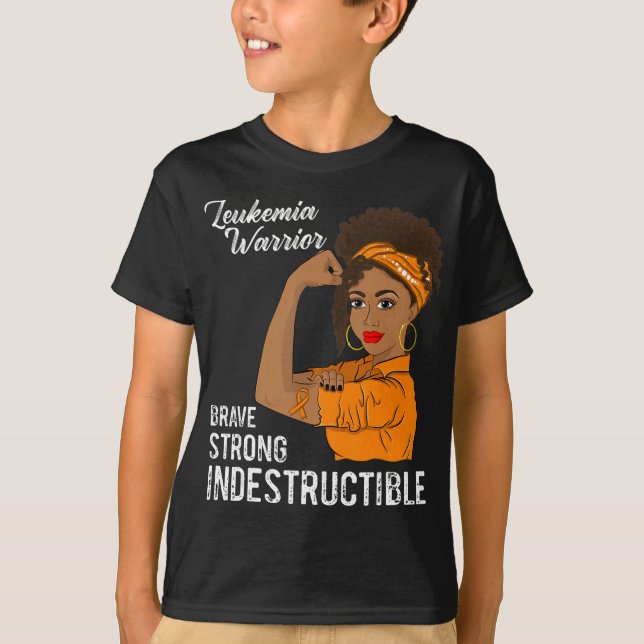 T-shirt Leucémie Guerrier Indestructible Cancer Survivant  (Devant)