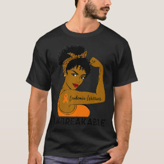 T-shirt Leucémie Guerrière Forte Noire Femmes Incassable A