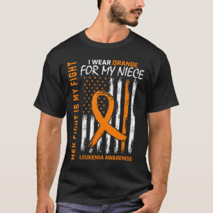 T-shirt Leucémie orange Conscience du cancer Nièce América