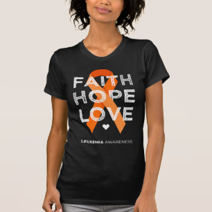 T-shirt Leukemia Faith Hope Love Orange Ruban Leukemia Aw