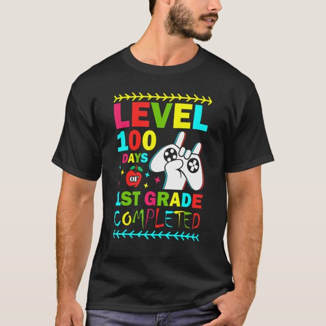 T-shirt Level 100 Days Of 1st Grade Primary School Game Co (Devant)