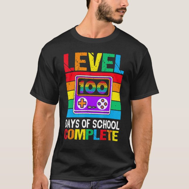 T-shirt Level 100 Days of School Completed Rainbow Video G (Devant)