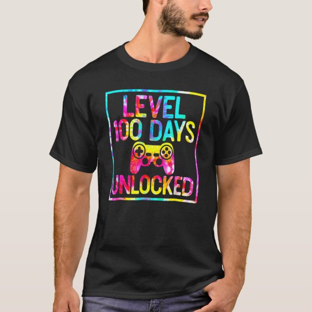 T-shirt Level 100 Days Of School Unlocked Gamer 100th Day  (Devant)