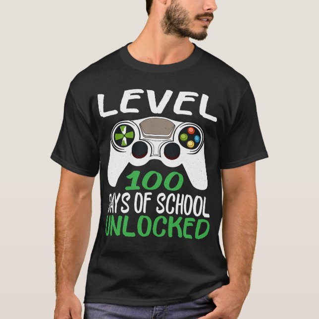 T-Shirt 'Level 100 Tage Schule freigeschaltet' (Vorderseite)
