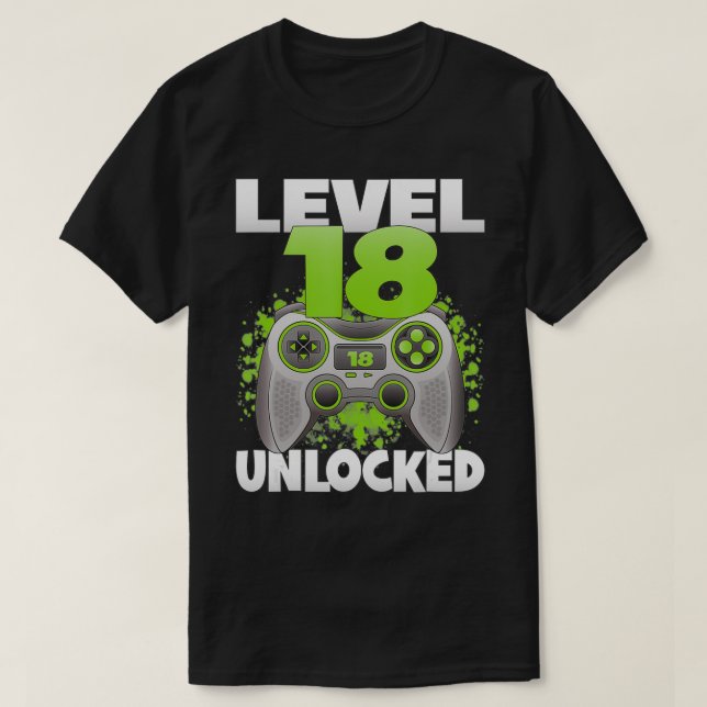 T-shirt Level 18 Unlocked Video Gaming 18th Birthday 2004  (Design devant)
