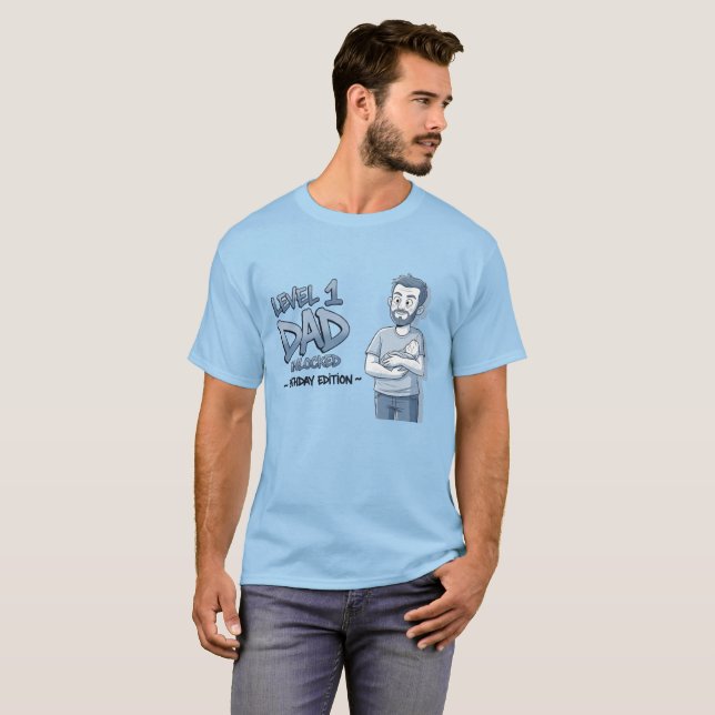 T-shirt Level 1 Dad Unlocked - Birthday Edition (Devant entier)