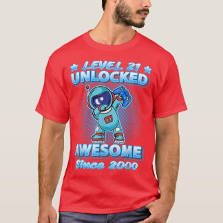 T-shirt Level 21 Unlocked Awesome Since 2000 Dabbing Astro