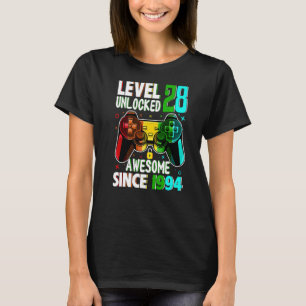 T-shirt Level 28 Unlocked Awesome Since 1994 28th Birthday