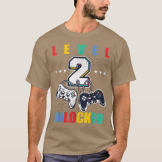 T-shirt Level 2 Unlocked Funny Video Game 2nd Birthday Mat