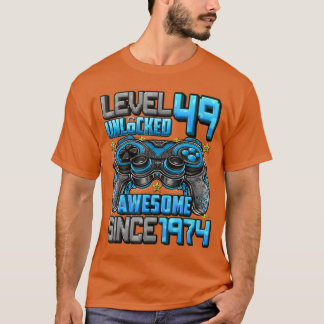 T-shirt Level 49 Unlocked Awesome Since 1974 49th Birthday