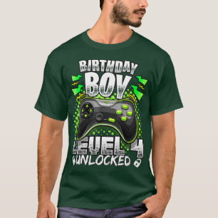 T-shirt Level 4 Unlocked Video Game 4th Birthday Gift Boy