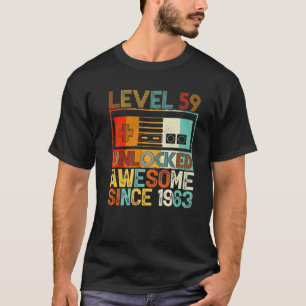 T-shirt Level 59 Unlocked Awesome Since 1963 59Th Birthday
