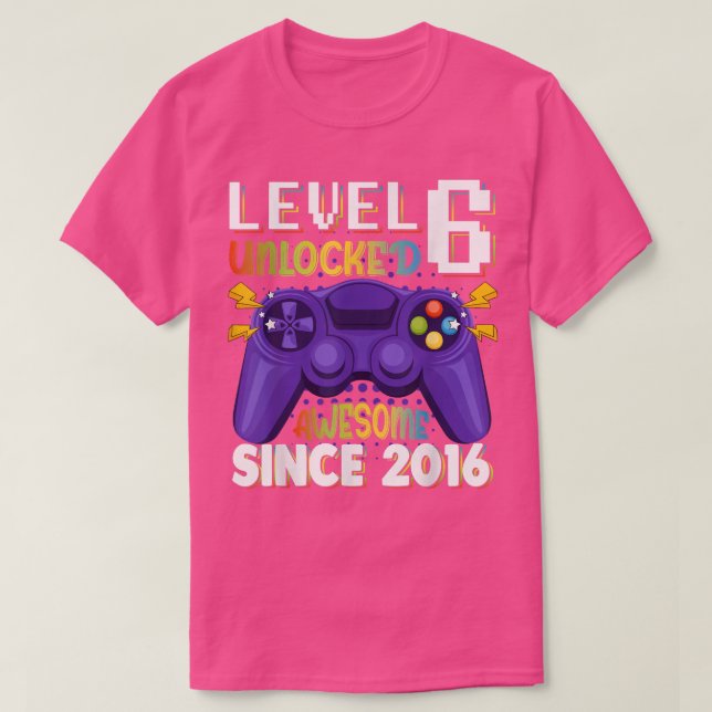 T-shirt Level 6 Awesome 2016 Video Game 6th Birth (Design devant)