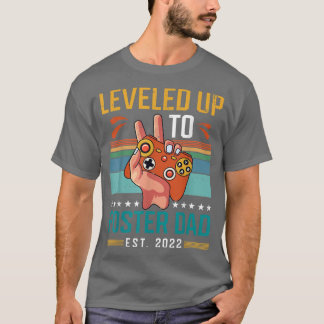 T-shirt Leveled To Foster Papa 2022 Nouveau parent Gamer