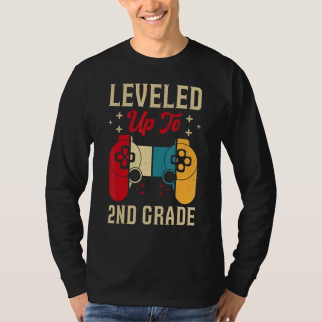 T-shirt Leveled Up To 2nd Grade Gamer Back To School First (Devant)