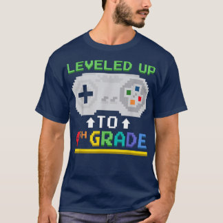 T-shirt Leveled Up To 4th Grade Gamer Video Game Controlle