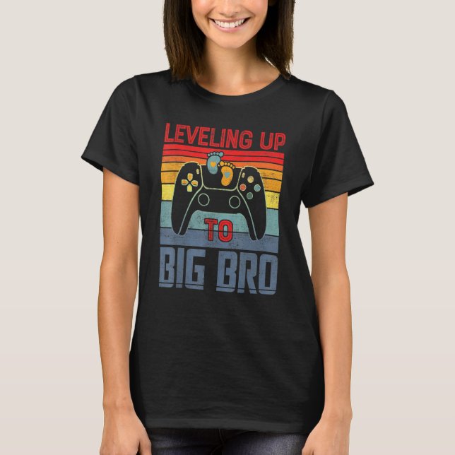 T-shirt Leveling Jusqu'À Big Bro Promu À Big Brother Gam (Devant)