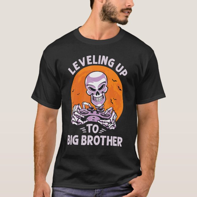 T-shirt Leveling jusqu'à Big Brother Gamer Gaming Skeleton (Devant)