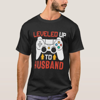 T-shirt Leveling Jusqu'À Mari Amoureux De Jeu Vidéo Drôle