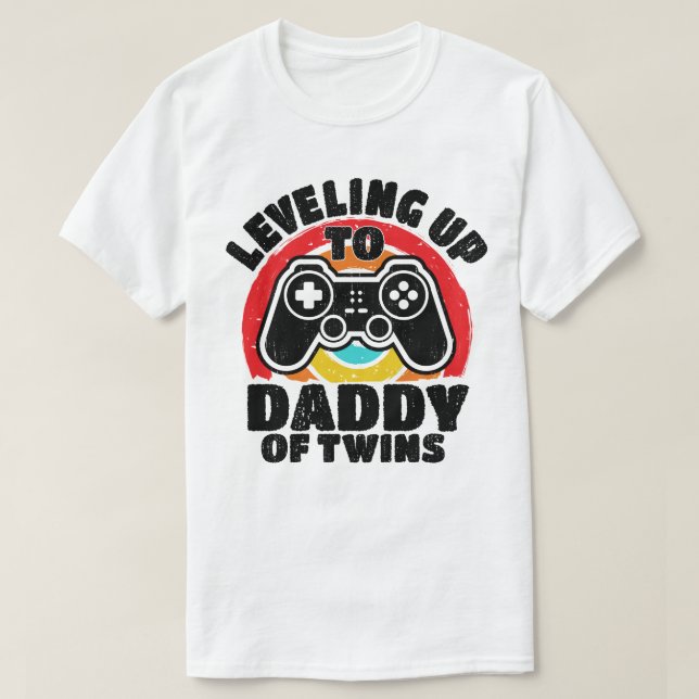 T-shirt Leveling Jusqu'À Papa De Jeu Twins Gamer Papa (Design devant)