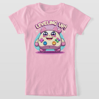 T-Shirt Leveling Up ! Contrôleur de jeu Kawaii Tee