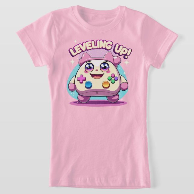 T-Shirt Leveling Up ! Contrôleur de jeu Kawaii Tee (Poser)
