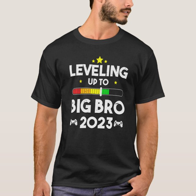 T-shirt Leveling Up To Big Bro Promoted To Brother Est 202 (Devant)