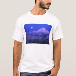 T-shirt Lever de lune sur le mont Hood en hiver, Oregon