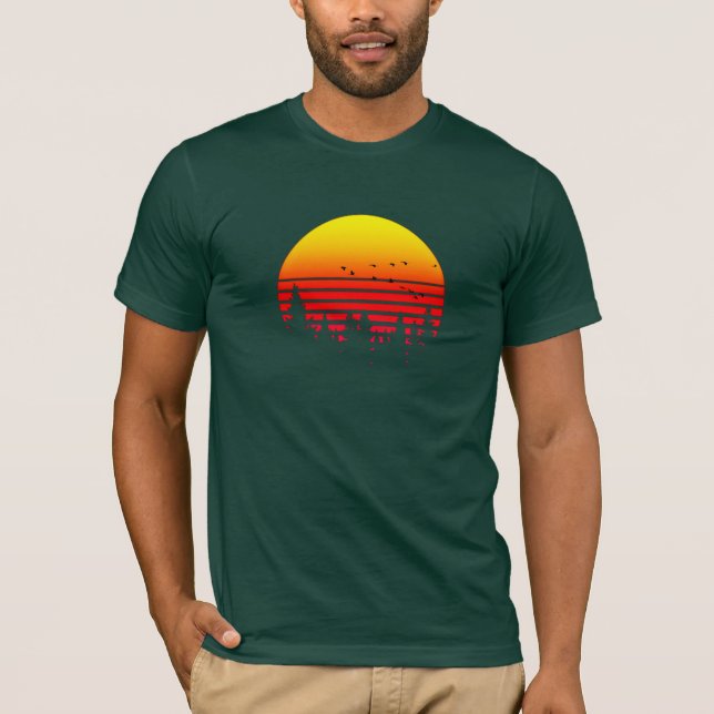 T-shirt Lever du soleil, Camping, Amoureux de la nature et (Devant)