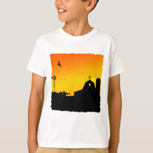 T-shirt lever du soleil sur la ferme
