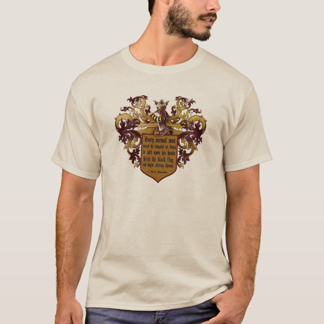 T-shirt Levez la citation de Mencken de drapeau noir (Devant)