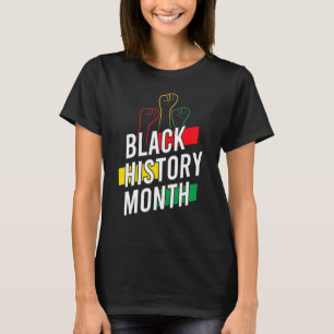 T-shirt Levez la fierté africaine Poing main noir Mois his