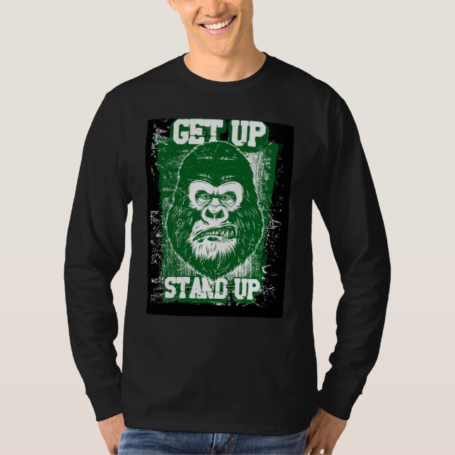 T-shirt Levez-vous, debout - Motivation de la gorille (Devant)